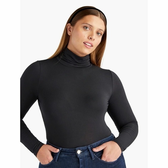 NEW Hill House Luna Bodysuit Black Long Sleeve Turtlneck Stretch Size XXL 616 - Picture 1 of 9